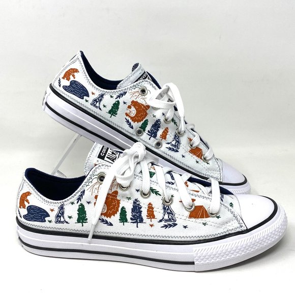 Converse Shoes - Converse Women's 672440F CTAS OX White Camping Themed Print Low Canvas Sneakers